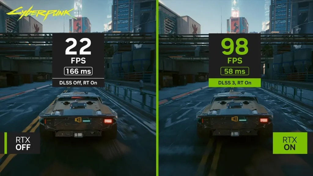 comparação DLSS ligado e desligado