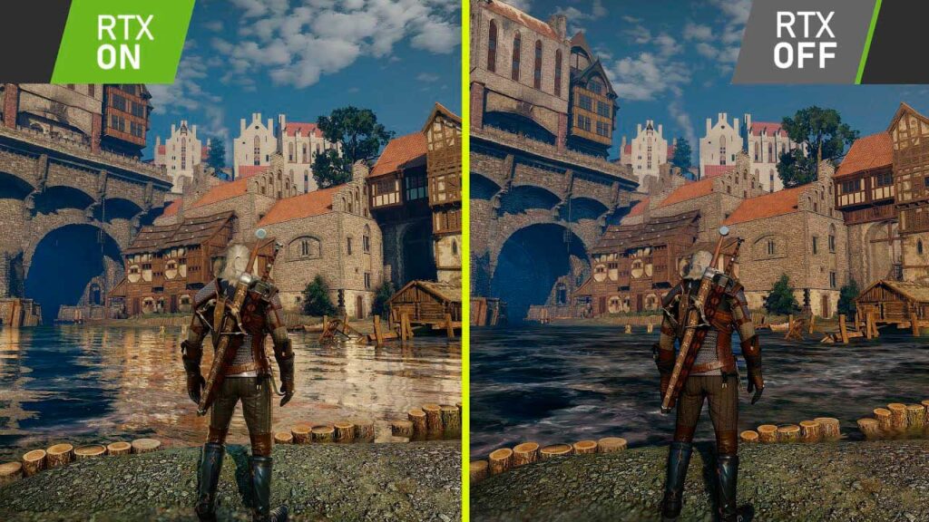 comparação ray tracing ativado e desativado