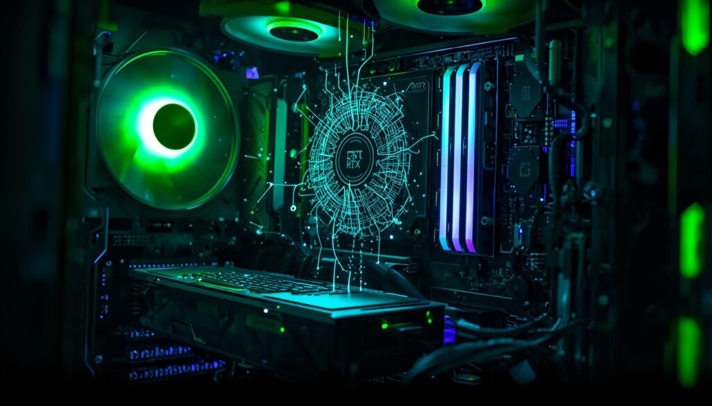 NVIDIA RTX AI em PC Gamer futurista