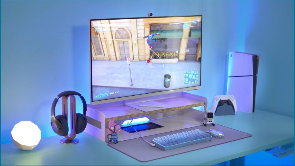 console moderno em setup gamer