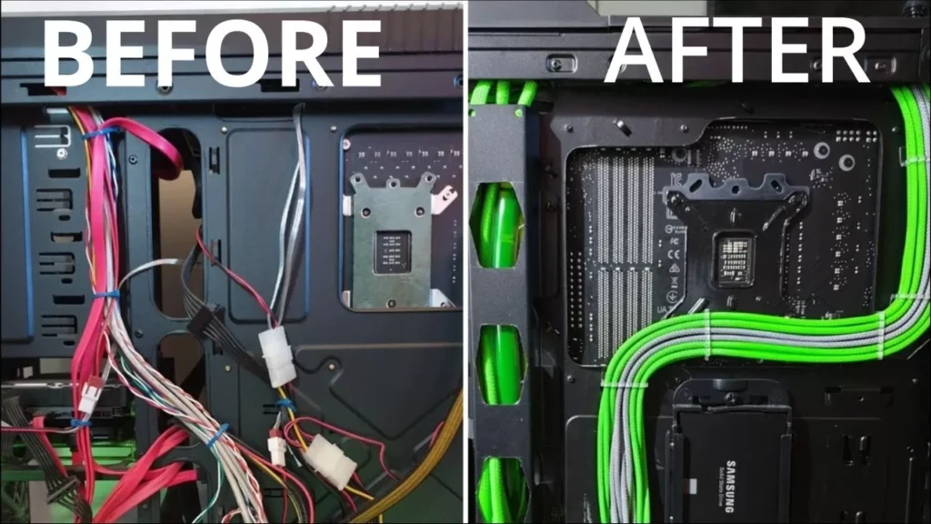 organização de cabos no computador