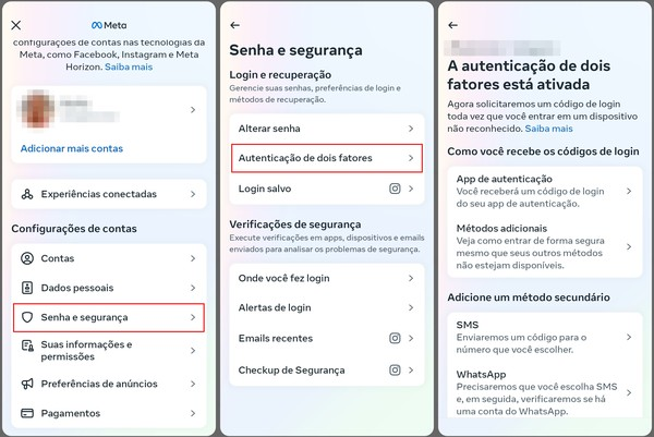 ativando autenticação em dois fatores