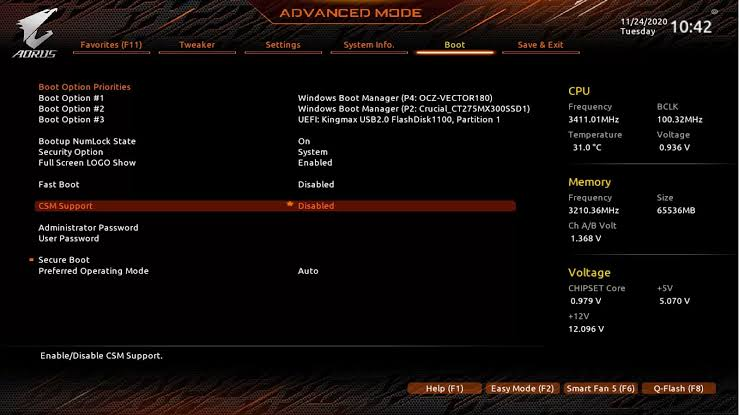 interface UEFI moderna